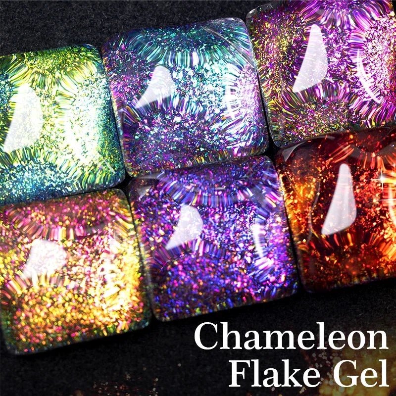 BOZLIN Chameleon Flake Gel Nail Polish Spring Color Sparkling Sequins Soak Off UV Glitter Gel Varnish Nail Art Decoration 5ML - Paola Center