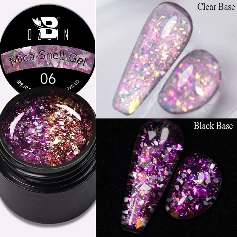 BOZLIN Chameleon Flake Gel Nail Polish Spring Color Sparkling Sequins Soak Off UV Glitter Gel Varnish Nail Art Decoration 5ML - Paola Center