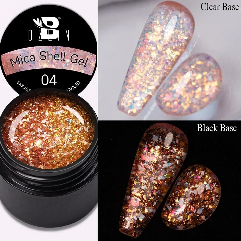 BOZLIN Chameleon Flake Gel Nail Polish Spring Color Sparkling Sequins Soak Off UV Glitter Gel Varnish Nail Art Decoration 5ML - Paola Center