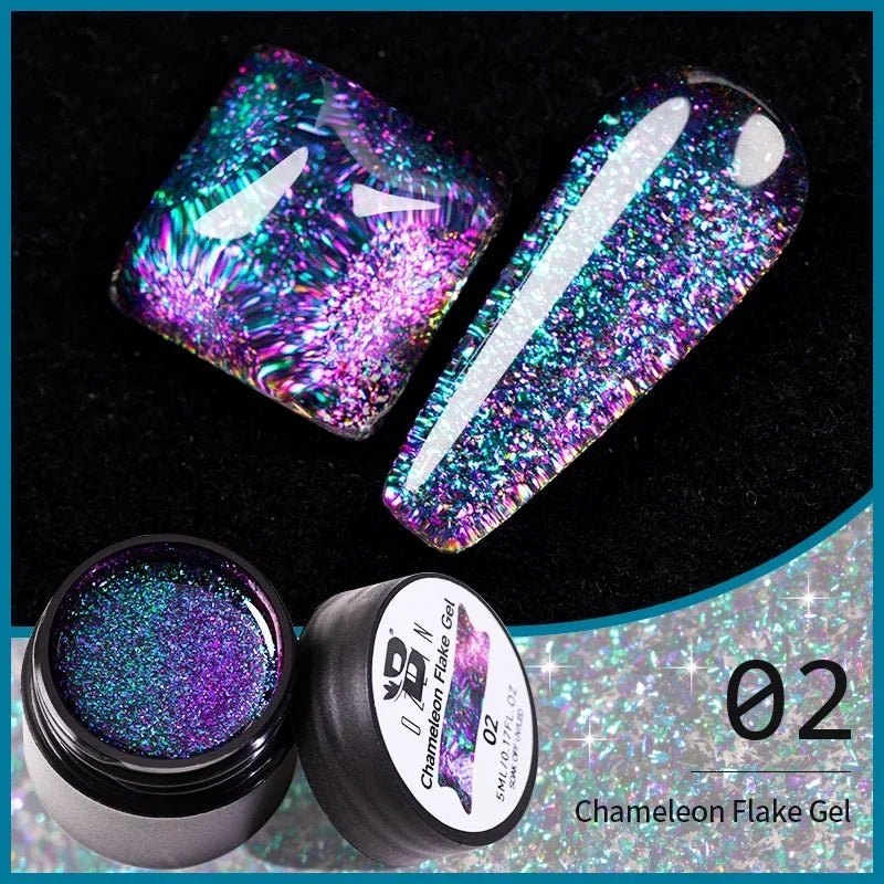 BOZLIN Chameleon Flake Gel Nail Polish Spring Color Sparkling Sequins Soak Off UV Glitter Gel Varnish Nail Art Decoration 5ML - Paola Center