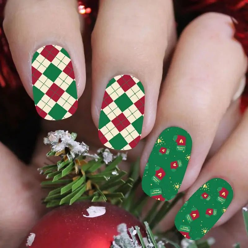 Christmas Nail Stickers 3D Christmas Self - Adhesive Nail Stickers Tips DIY Decoration With Snowflakes Snowmen - Paola Center