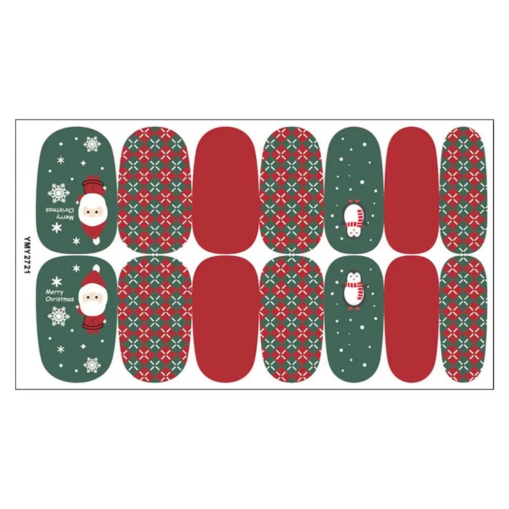 Christmas Nail Stickers 3D Christmas Self - Adhesive Nail Stickers Tips DIY Decoration With Snowflakes Snowmen - Paola Center