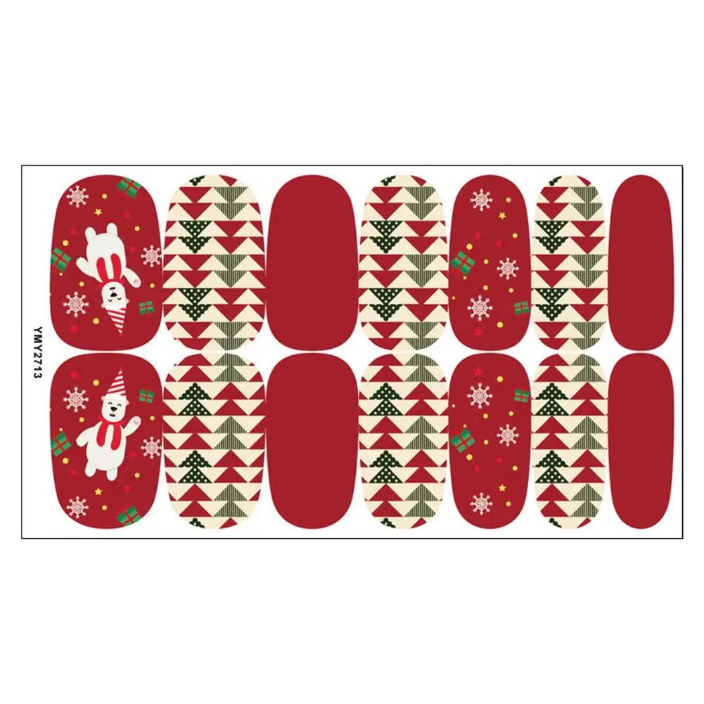 Christmas Nail Stickers 3D Christmas Self - Adhesive Nail Stickers Tips DIY Decoration With Snowflakes Snowmen - Paola Center