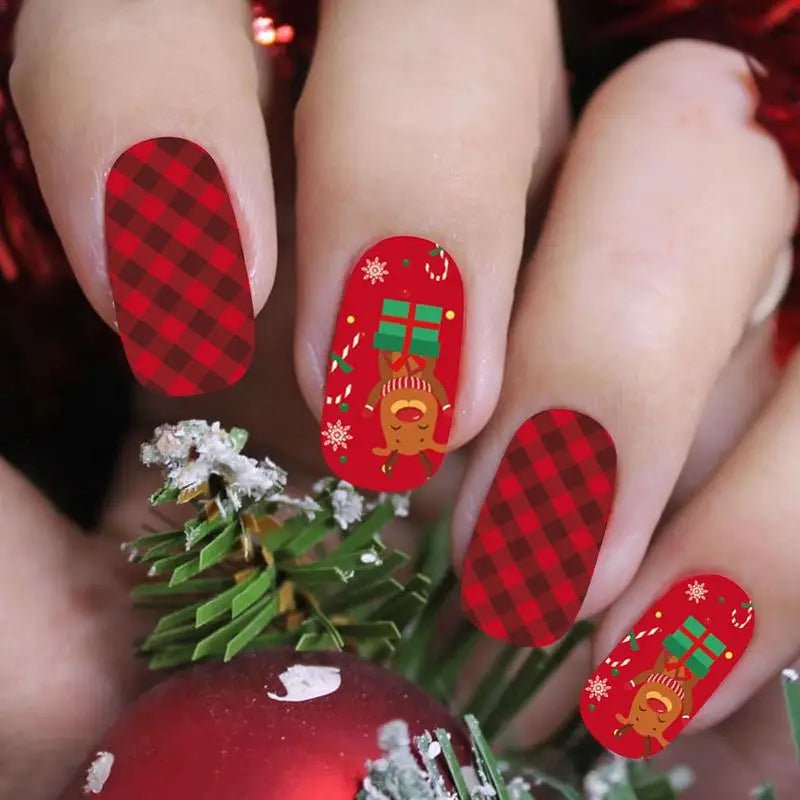 Christmas Nail Stickers 3D Christmas Self - Adhesive Nail Stickers Tips DIY Decoration With Snowflakes Snowmen - Paola Center