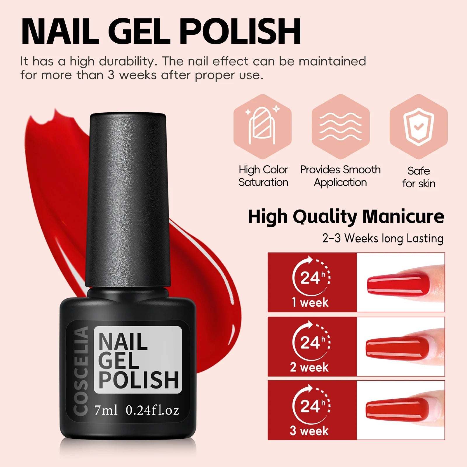 Coscelia Nail Gel Polish in Red, perfect for luxury nails and Hailey Bieber nails nail art supplies