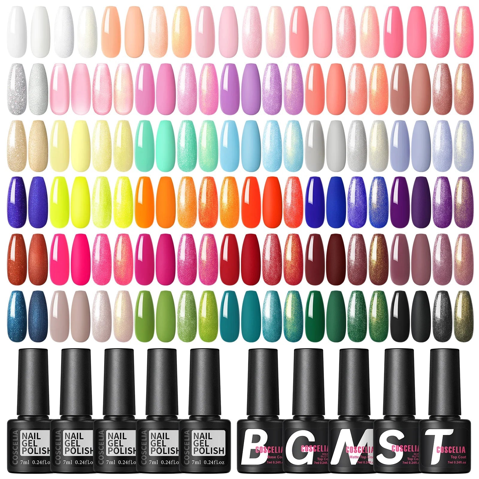 Variety of luxury nails in different colors and styles with nail art supplies by Paola Center