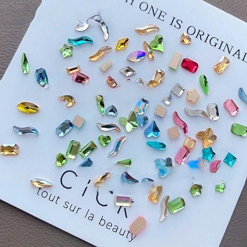 DIY luxury nail accessories set with colorful rhinestones and gems for nail art decoration