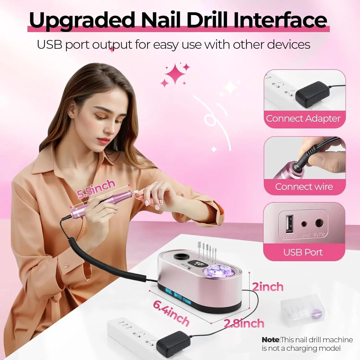Electric Nail Drill Professional 40000RPM Electric Nail File Kit Nail Drill Machine with LCD Display for Acrylic Gel Nail - Paola Center