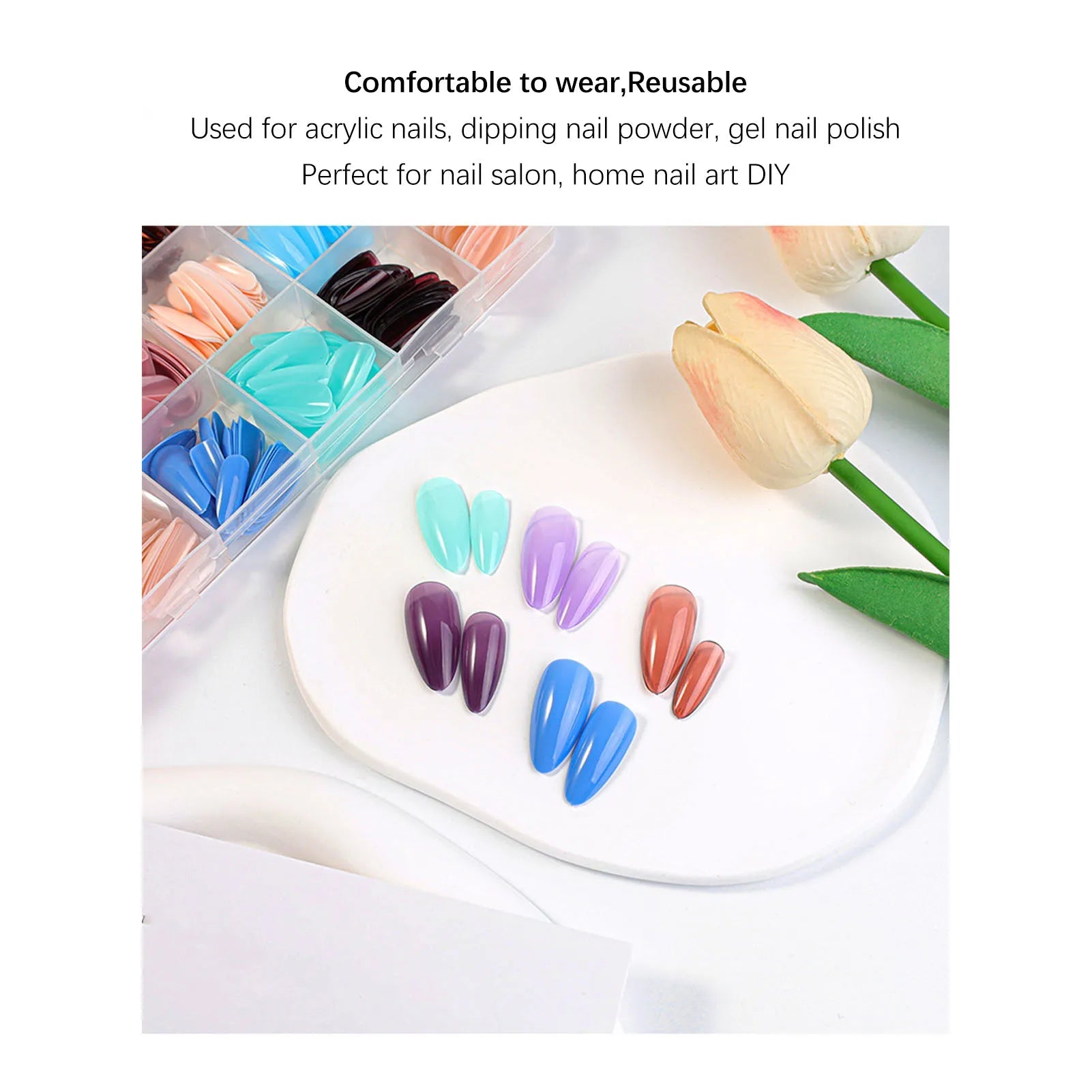 False Nail Tips Set Full Cover Pure Color Fashionable Press On Fake Nails Art Tips 576pcs Press On Nails - Paola Center