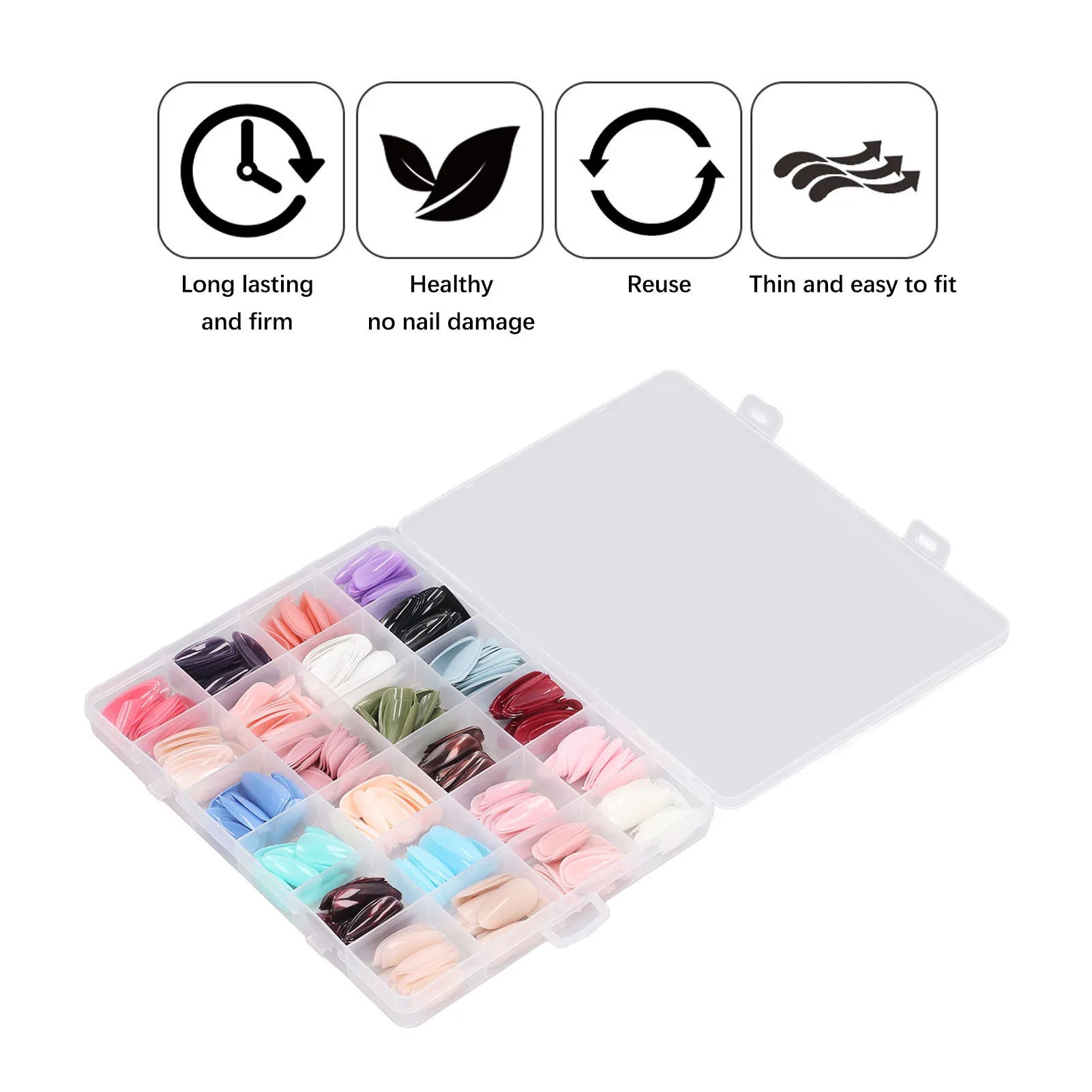 False Nail Tips Set Full Cover Pure Color Fashionable Press On Fake Nails Art Tips 576pcs Press On Nails - Paola Center