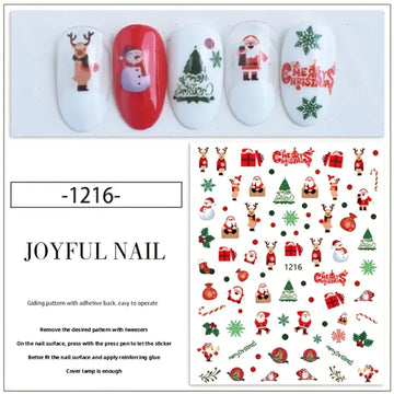Festive Christmas Nail Sticker Set with Santa Claus, Sparkling Christmas Tree, Delicate Snowflake, Adorable Christmas Deer, Fest - Paola Center