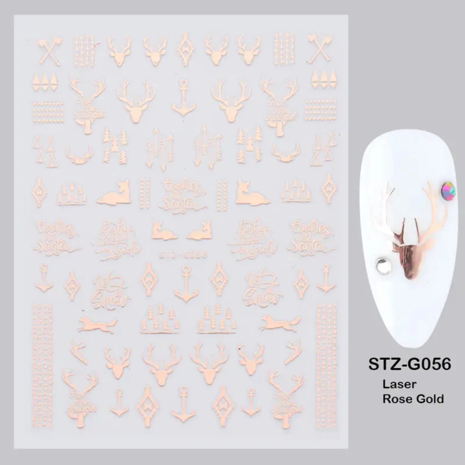 Festive Christmas Self - Adhesive Nail Decal Stickers with Snowflake, Snowman, Santa Claus, Tree, Rose - Golden Winter Nail Art De - Paola Center