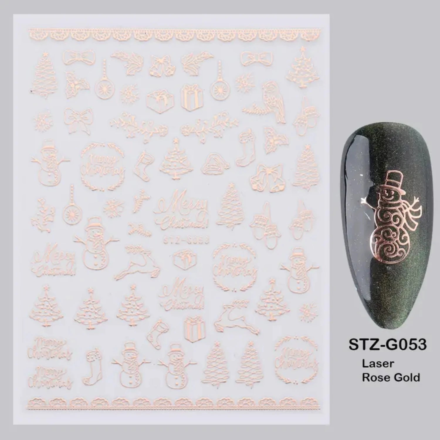 Festive Christmas Self - Adhesive Nail Decal Stickers with Snowflake, Snowman, Santa Claus, Tree, Rose - Golden Winter Nail Art De - Paola Center