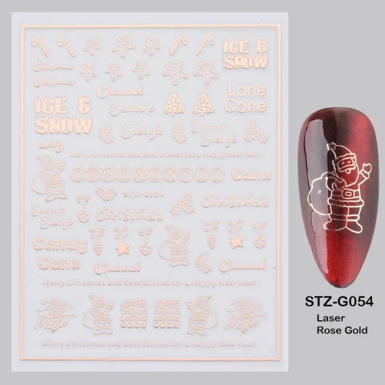 Festive Christmas Self - Adhesive Nail Decal Stickers with Snowflake, Snowman, Santa Claus, Tree, Rose - Golden Winter Nail Art De - Paola Center