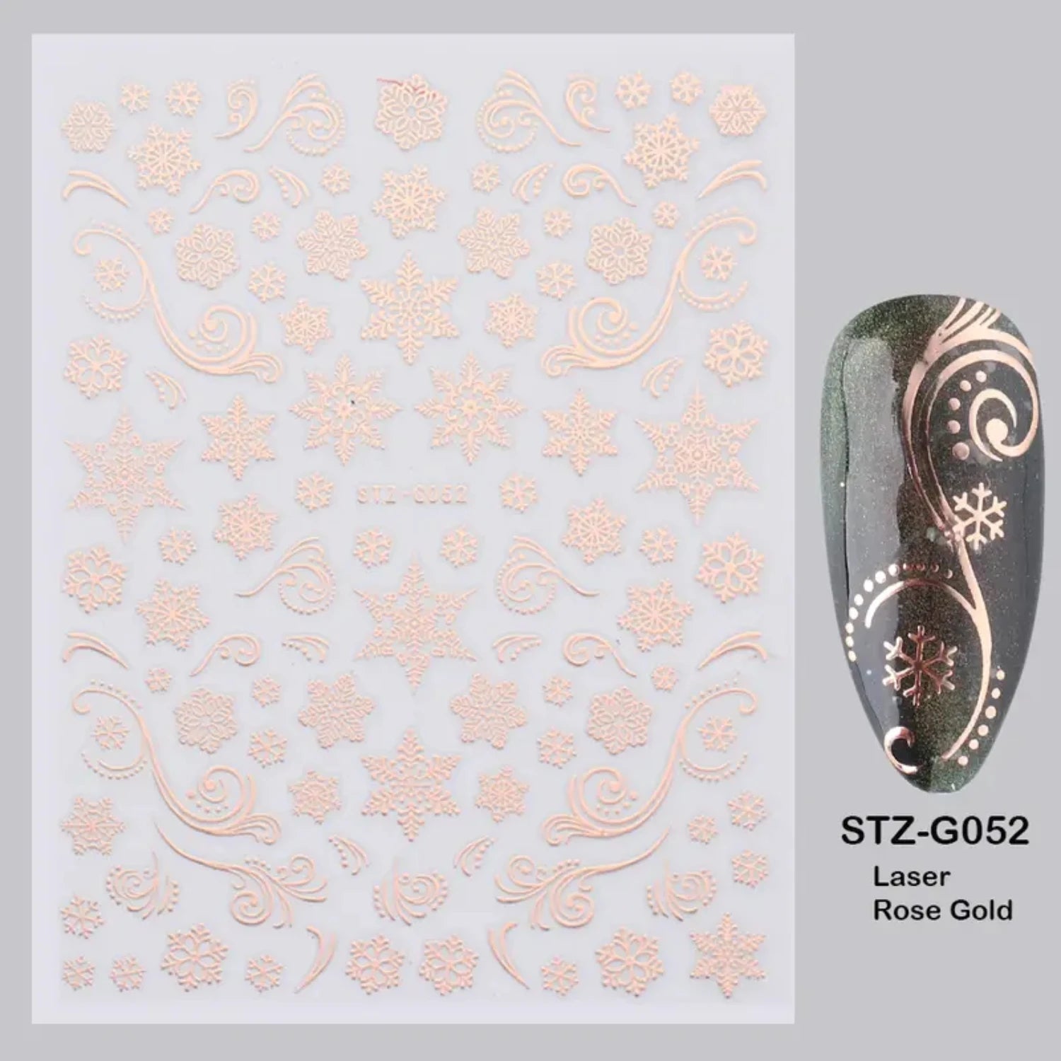 Festive Christmas Self - Adhesive Nail Decal Stickers with Snowflake, Snowman, Santa Claus, Tree, Rose - Golden Winter Nail Art De - Paola Center