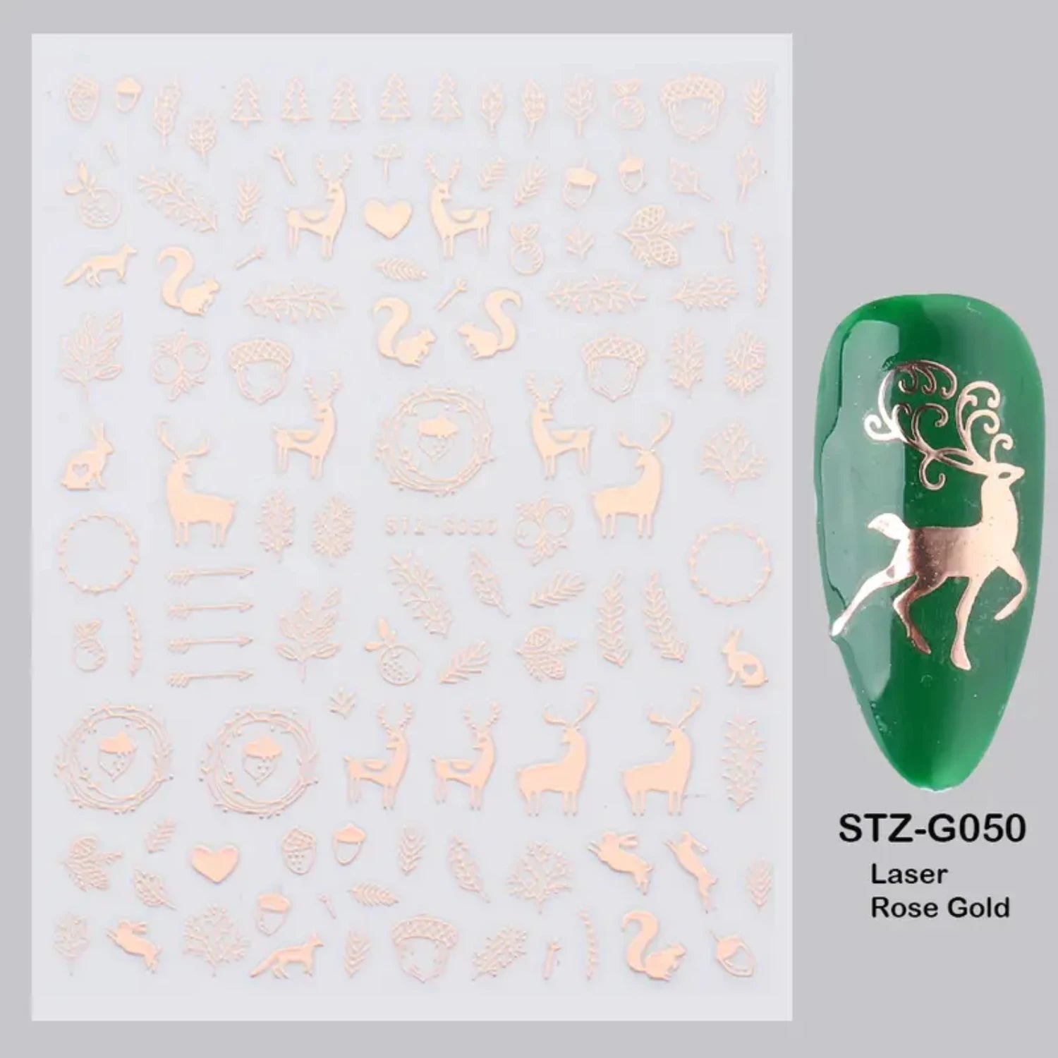 Festive Christmas Self - Adhesive Nail Decal Stickers with Snowflake, Snowman, Santa Claus, Tree, Rose - Golden Winter Nail Art De - Paola Center