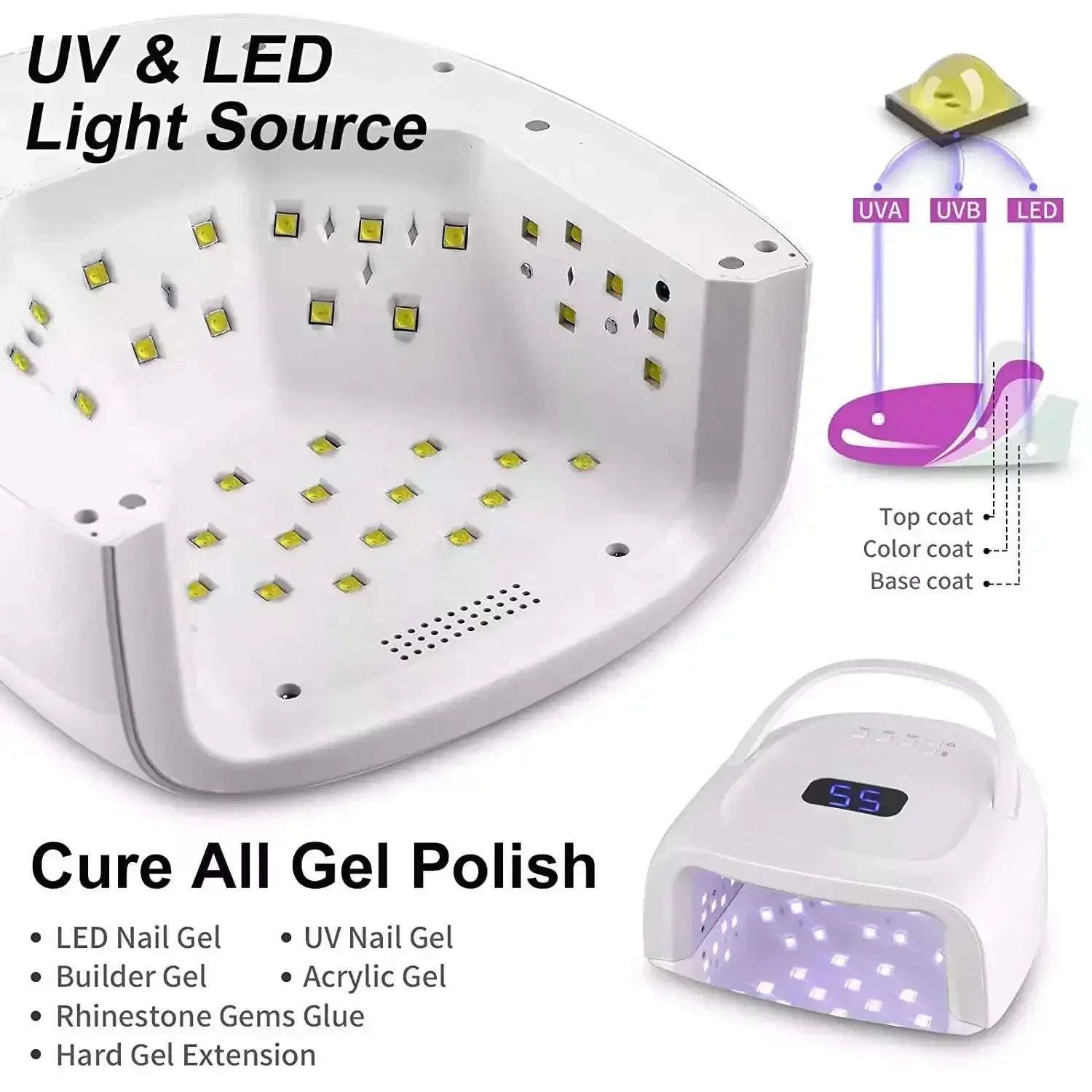 Paola Center Rechargeable Nail Lamp with UV and LED light source for curing all gel polish types