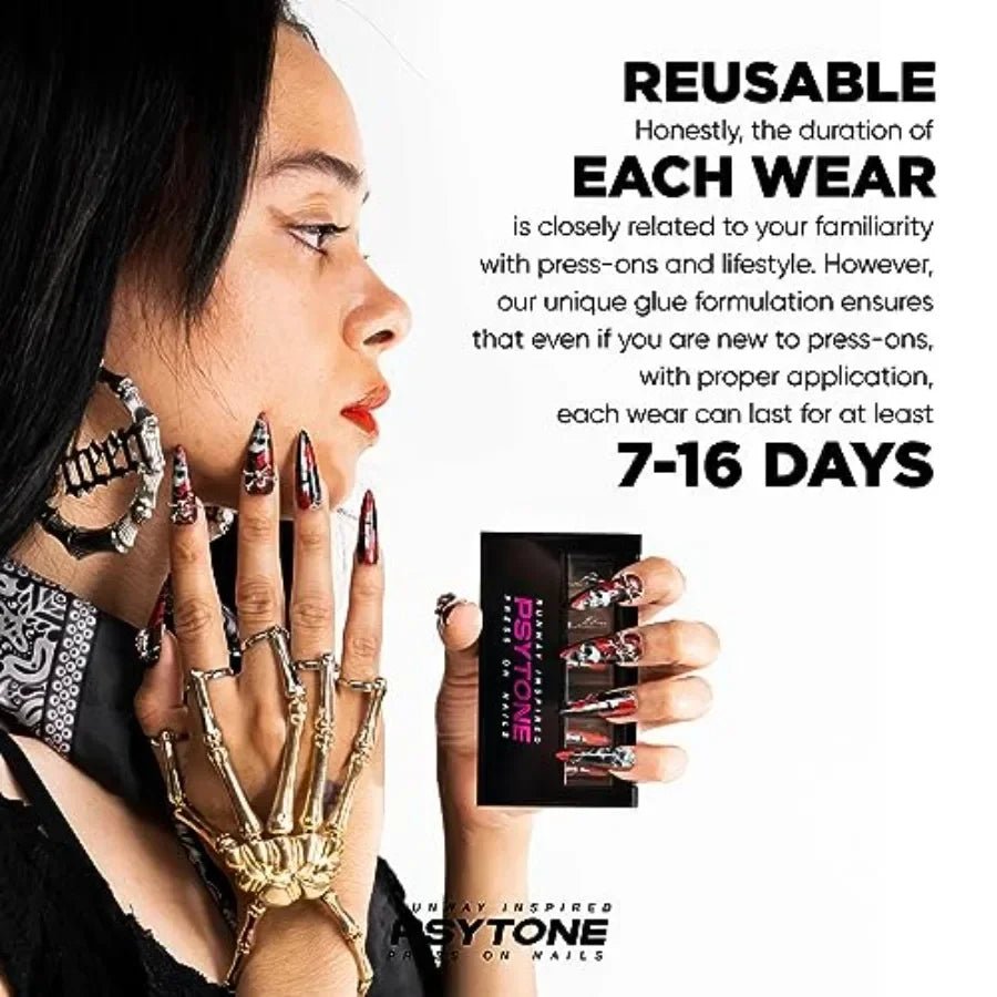 Halloween Press on Nails Short Square French Fake Nails with Red Cartoon Mummy Ghost Spiders Webs Pattern Designs Glossy Acryli - Paola Center