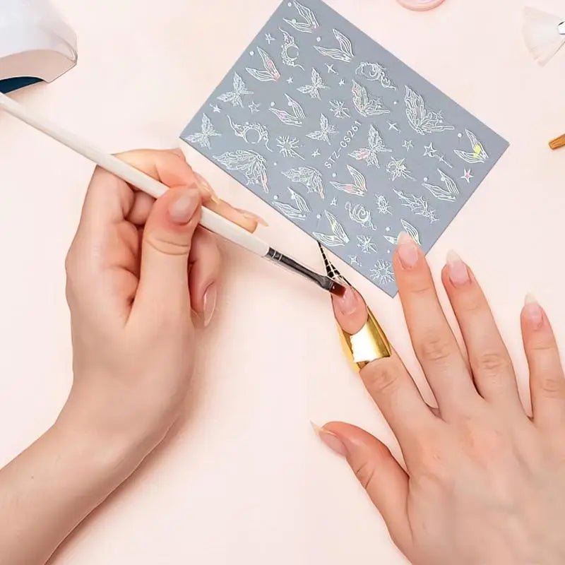 Luxury nails being designed with nail art supplies, inspired by Hailey Bieber nails style