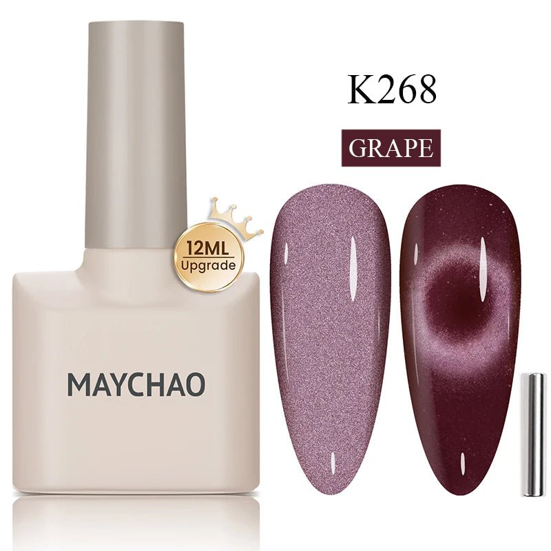 MAYCHAO 12ML Cat Eye Gel Nail Polish With Magnet Soak off UV Holographic Magnetic Rainbow Gel Polish for Nail Art DIY Manicure - Paola Center