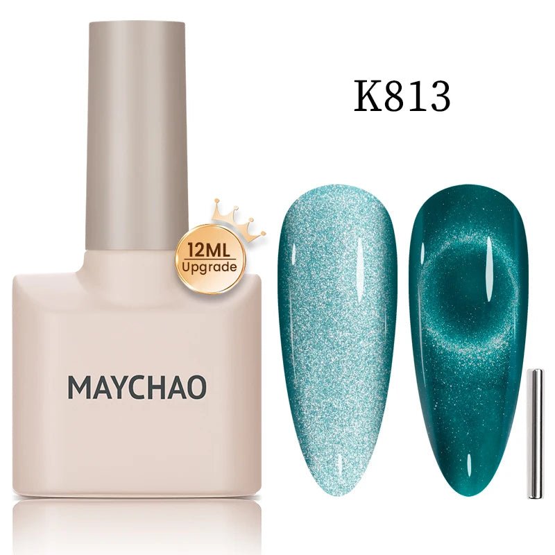 MAYCHAO 12ML Cat Eye Gel Nail Polish With Magnet Soak off UV Holographic Magnetic Rainbow Gel Polish for Nail Art DIY Manicure - Paola Center