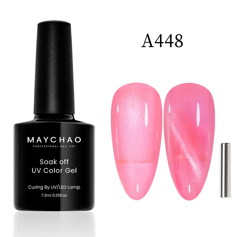 MAYCHAO 12ML Cat Eye Gel Nail Polish With Magnet Soak off UV Holographic Magnetic Rainbow Gel Polish for Nail Art DIY Manicure - Paola Center