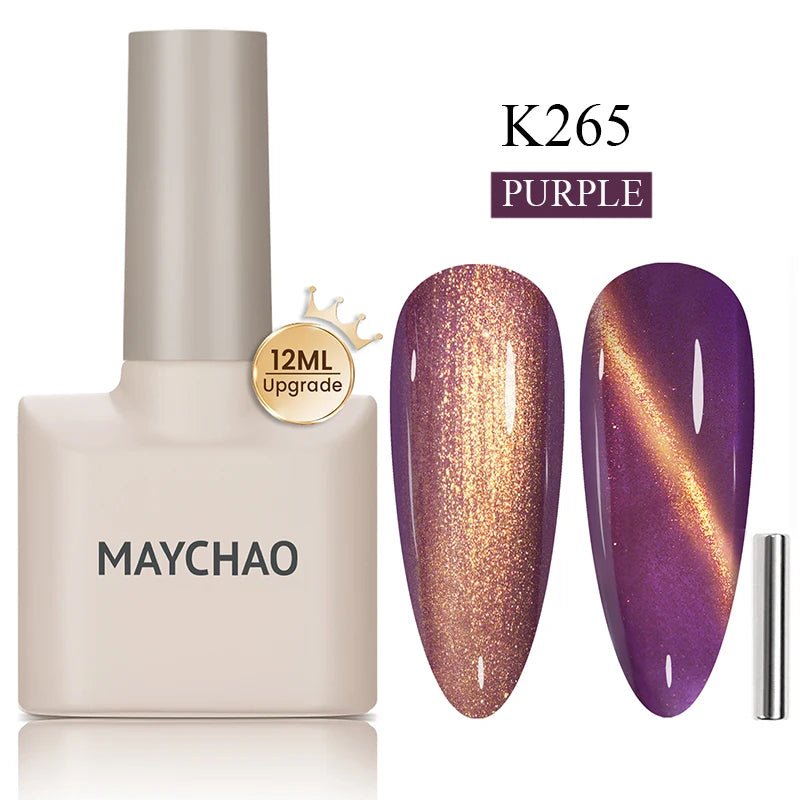 MAYCHAO 12ML Cat Eye Gel Nail Polish With Magnet Soak off UV Holographic Magnetic Rainbow Gel Polish for Nail Art DIY Manicure - Paola Center