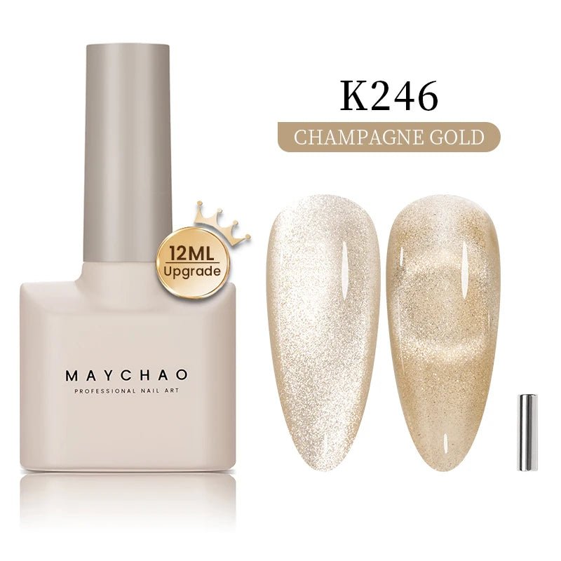 MAYCHAO 12ML Cat Eye Gel Nail Polish With Magnet Soak off UV Holographic Magnetic Rainbow Gel Polish for Nail Art DIY Manicure - Paola Center