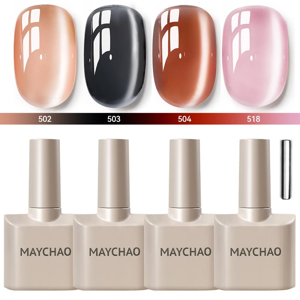 MAYCHAO 12ML Cat Eye Gel Nail Polish With Magnet Soak off UV Holographic Magnetic Rainbow Gel Polish for Nail Art DIY Manicure - Paola Center