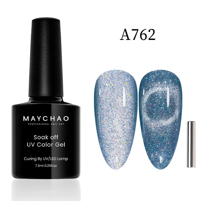MAYCHAO 12ML Cat Eye Gel Nail Polish With Magnet Soak off UV Holographic Magnetic Rainbow Gel Polish for Nail Art DIY Manicure - Paola Center