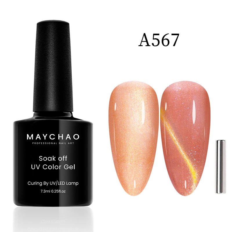 MAYCHAO 12ML Cat Eye Gel Nail Polish With Magnet Soak off UV Holographic Magnetic Rainbow Gel Polish for Nail Art DIY Manicure - Paola Center
