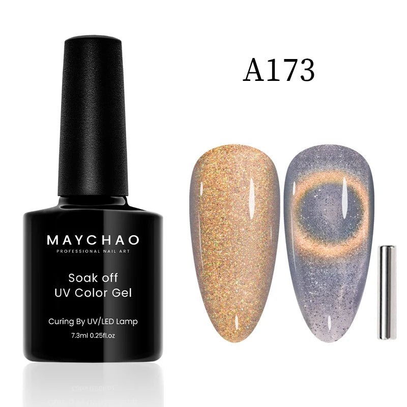 MAYCHAO 12ML Cat Eye Gel Nail Polish With Magnet Soak off UV Holographic Magnetic Rainbow Gel Polish for Nail Art DIY Manicure - Paola Center