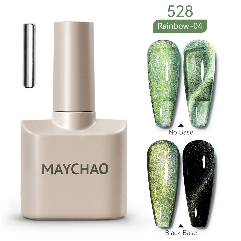 MAYCHAO 12ML Cat Eye Gel Nail Polish With Magnet Soak off UV Holographic Magnetic Rainbow Gel Polish for Nail Art DIY Manicure - Paola Center