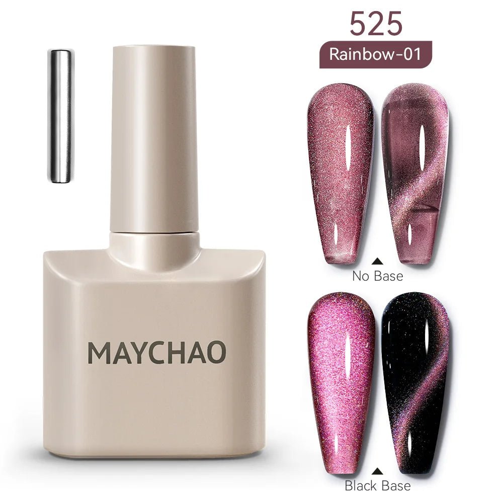 MAYCHAO 12ML Cat Eye Gel Nail Polish With Magnet Soak off UV Holographic Magnetic Rainbow Gel Polish for Nail Art DIY Manicure - Paola Center