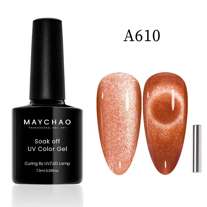 MAYCHAO 12ML Cat Eye Gel Nail Polish With Magnet Soak off UV Holographic Magnetic Rainbow Gel Polish for Nail Art DIY Manicure - Paola Center