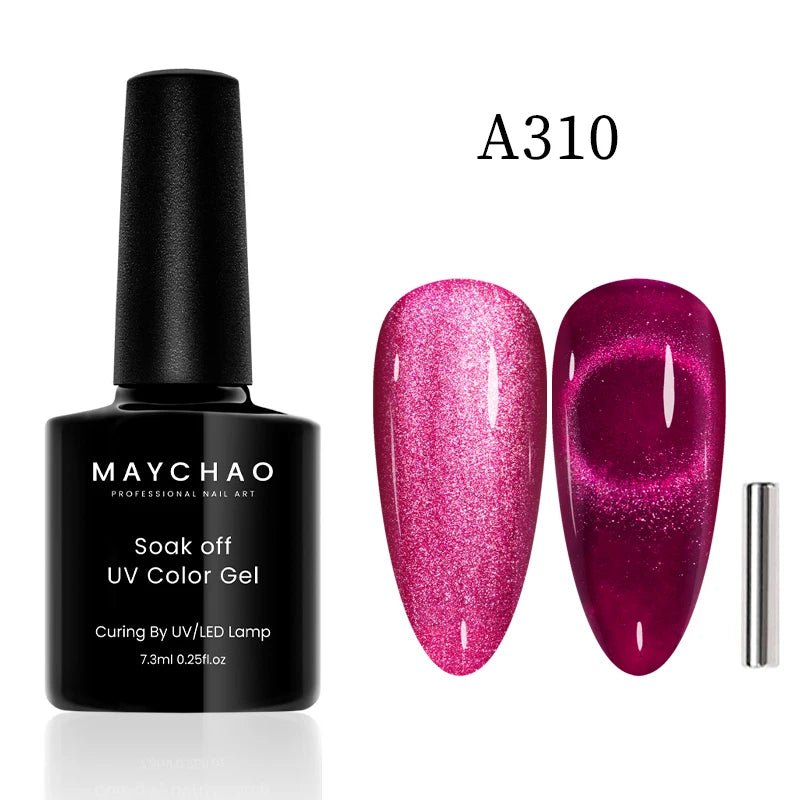 MAYCHAO 12ML Cat Eye Gel Nail Polish With Magnet Soak off UV Holographic Magnetic Rainbow Gel Polish for Nail Art DIY Manicure - Paola Center