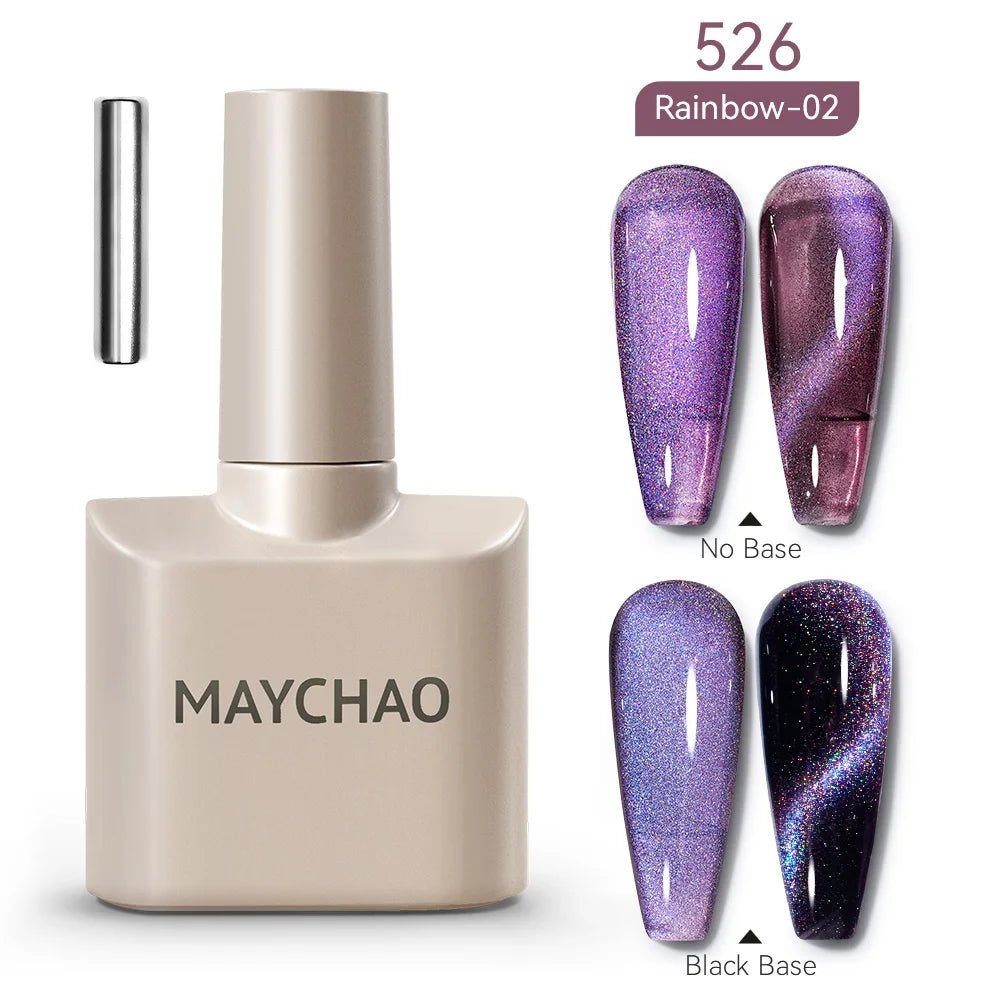 MAYCHAO 12ML Cat Eye Gel Nail Polish With Magnet Soak off UV Holographic Magnetic Rainbow Gel Polish for Nail Art DIY Manicure - Paola Center