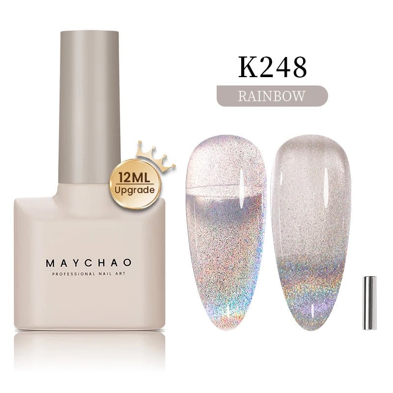 MAYCHAO 12ML Cat Eye Gel Nail Polish With Magnet Soak off UV Holographic Magnetic Rainbow Gel Polish for Nail Art DIY Manicure - Paola Center