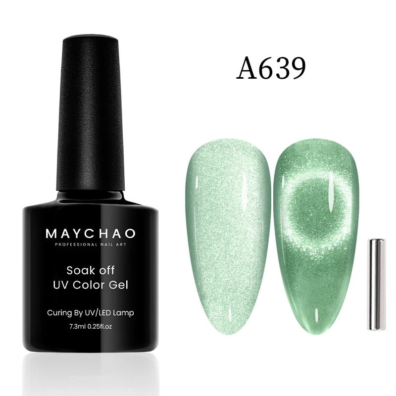 MAYCHAO 12ML Cat Eye Gel Nail Polish With Magnet Soak off UV Holographic Magnetic Rainbow Gel Polish for Nail Art DIY Manicure - Paola Center