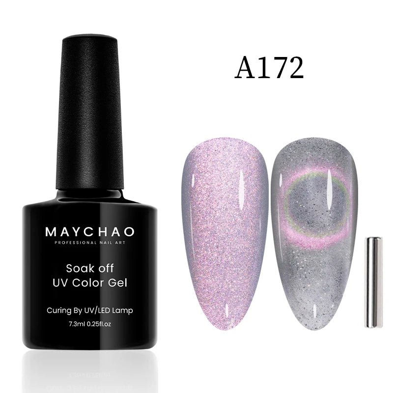 MAYCHAO 12ML Cat Eye Gel Nail Polish With Magnet Soak off UV Holographic Magnetic Rainbow Gel Polish for Nail Art DIY Manicure - Paola Center