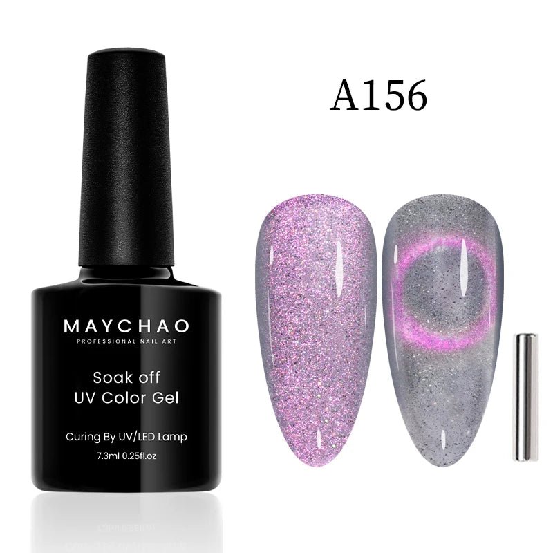 MAYCHAO 12ML Cat Eye Gel Nail Polish With Magnet Soak off UV Holographic Magnetic Rainbow Gel Polish for Nail Art DIY Manicure - Paola Center