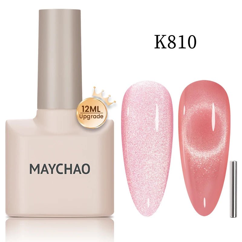 MAYCHAO 12ML Cat Eye Gel Nail Polish With Magnet Soak off UV Holographic Magnetic Rainbow Gel Polish for Nail Art DIY Manicure - Paola Center