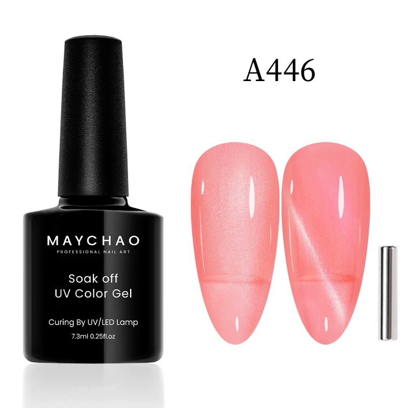 Paola Center Cat Eye Gel Nail Polish in pink shade with UV soak off gel bottle and magnetic rod