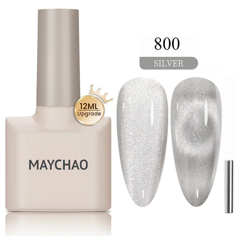 Paola Center Cat Eye Gel Nail Polish in Silver shade with 12ML bottle and magnetic applicator