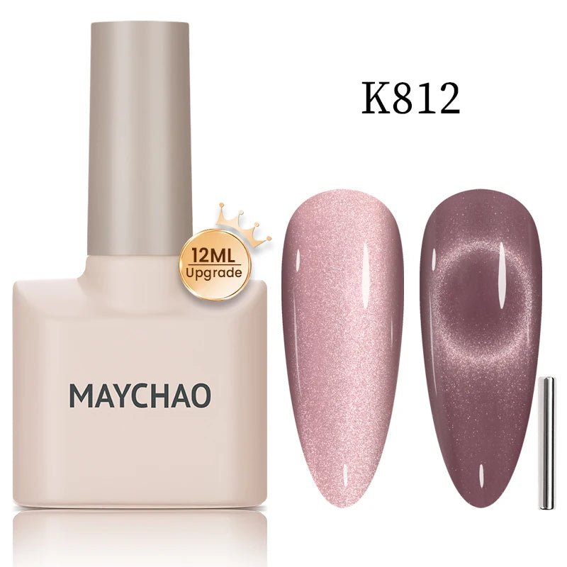 Paola Center Cat Eye Gel Nail Polish by Maychao in shades K812 with shimmer and magnetic effect