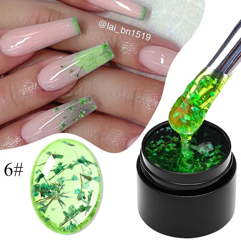 MEET ACROSS 5ml Pink Dried Flower Gel Nail Polish Natural Flower Fairy Nail Art Gel Soak Off UV LED Painting Varnishes For Nails - Paola Center