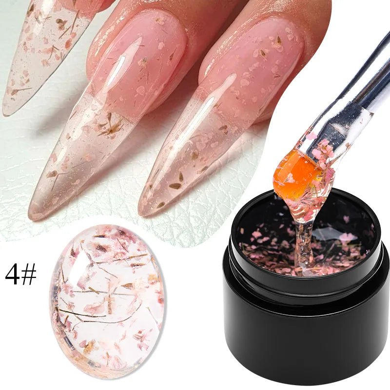MEET ACROSS 5ml Pink Dried Flower Gel Nail Polish Natural Flower Fairy Nail Art Gel Soak Off UV LED Painting Varnishes For Nails - Paola Center