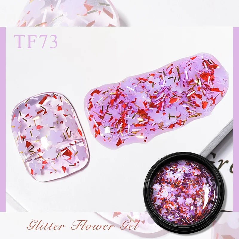 MEET ACROSS 5ml Pink Dried Flower Gel Nail Polish Natural Flower Fairy Nail Art Gel Soak Off UV LED Painting Varnishes For Nails - Paola Center