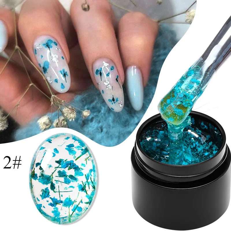 MEET ACROSS 5ml Pink Dried Flower Gel Nail Polish Natural Flower Fairy Nail Art Gel Soak Off UV LED Painting Varnishes For Nails - Paola Center
