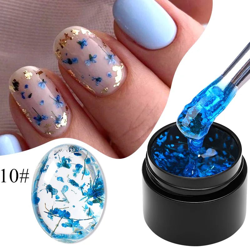 MEET ACROSS 5ml Pink Dried Flower Gel Nail Polish Natural Flower Fairy Nail Art Gel Soak Off UV LED Painting Varnishes For Nails - Paola Center